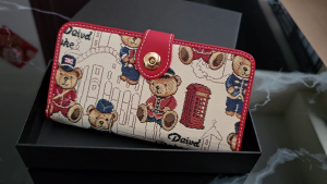 TTWN Bear Magnetic Snap Buckle Zipper Closure Long Clutch Wallet With Coin Purse