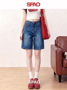 spao | Summer Lightweight High Waisted Loose Slimming Five-minute Denim Shorts