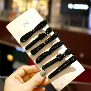 สไตล์เกาหลี สีดำ กิ๊บติดผม ด้วยเพชร เรียบง่าย ที่หนีบผม Duckbill กิ๊บติดผม สําหรับผมด้านชายหาด การจัดสไตล์ ทันสมัย เครื่องประดับผม