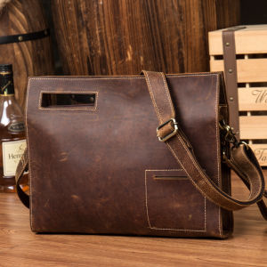 Slow Time Business Retro Handmade หนัง ผู้ชาย ลำลอง กระเป๋าสะพายข้าง