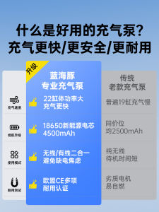 Blue Dolphin Car Mounted Electric Air Pump Tire Inflator with Pressure Gauge Portable Vehicle Use Air Compressor for Cars