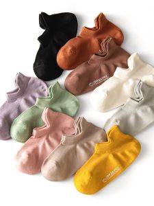 Womens Cotton Socks Thin Breathable Anti-Odor Sweat Absorbent Non-Slip Summer Lightweight Short Socks for Spring Autumn