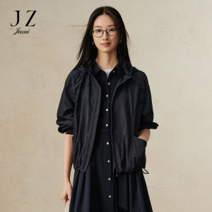 Comfortable Outdoor Light Sport Jacket for Women with Hood JZ 2024 Autumn Style JWEQ40509 Straight Cut Zipper Pocket Polyester Fiber