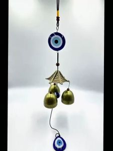CARRISWERTE Thick Brass Bell Chime Evil Eye Chime for Peace Protection and Harmoney