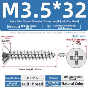 TIANZHUOJINSHU | 304 Stainless Steel Self-Tapping Screws