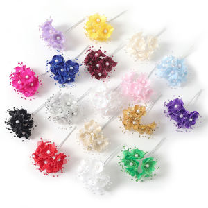 6Pcs 12cm Artificial Chiffon Flower Rose Flower Bouquet for Home Room Wedding Decoration DIY Scrapbooking Garland Wreath