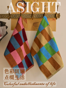 Pure Cotton Soft Absorbent Face Towel Retro Couples Home Use Towels Bath Towels Bathroom Living Room Universal Asight Brand