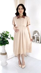 Dress Hamil Midi Daster Menyusui Ibu Hamil Modern Model Kerah Allsize