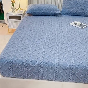 Homely Sleep Premium Velvet Bedsheet No Lukot No Gusot Anti-Slip Fully Wrapped Embossed Mattress Protector Bed Sheet Only