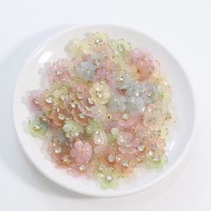 50pcs﻿ 14mm Acrylic Flowers Rhinestone Patch Decorative Beads Pearl Bauhinia Flower Base for Jewelry Making Clothing Headwear