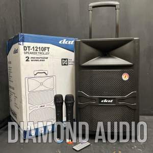 Speaker Portable Dat Dt1210 Ft Usb Bluetooth Original Wireless 12 Inch Dt 1210 Free Dua Mic Wireless Remote ( BISA COD )