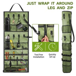 ORZEE Outdoors Space-Saving Hanging Organizer for Camping and Outdoor Activities - New Adjustable Straps Durable Canvas Material Olive Green