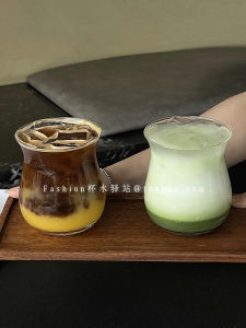 Modern Simple Style Tulip Shape Coffee Cup Home Use Milk Drink Cup Latte Art Water Drinking Glass Vintage round Shape Glass Cup