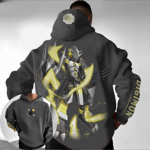 Bandai | Digimon Anime War Greymon Joint Hoodie 2025 Autumn and Winter Mens Harajuku Loose Casual Childrens Parent-Child Jumper Top