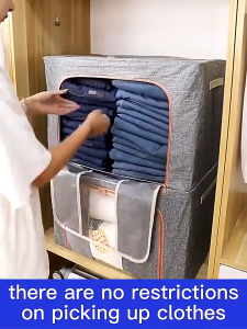 กล่องใส่ผ้า กล่องเก็บของ หนา 25L/67L/100L วางซ้อนได้ อุปกรณ์จัดเก็บ มีซิป2 ด้าน มีประสิทธิภาพกันความชื้นและฝุ่น
