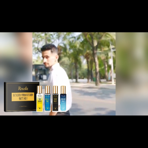Roxelis Luxury Collection Light Perfume Gift Set 80ml (4x20ml) – Long-Lasting Fresh Fragrance Suitable for Daily Use Elegant Scent with Cedar & Sandalwood Exquisite Gift Box for Husband and Boyfriend or Father