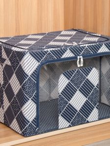 Large Foldable Fabric Storage Box Steel Frame Organizer Box Home Use Wardrobe Essential Pure Color Adult Clothing Storage Box