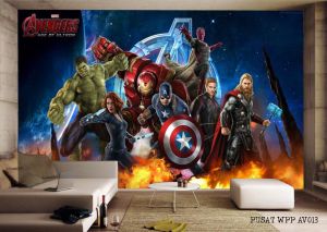 WALLPAPER AVANGERS - WALLPAPER DINDING KAMAR ANAK 3D - WALLPAPER DINDING ANIMASI SUPERHERO 3D