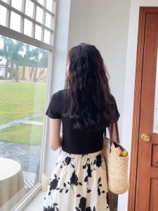 TTQQ Floral Skirt Female High Waist Slim Long A-shaped Skirt