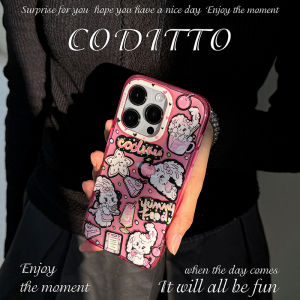 Sweet Rabbit Double Layer iPhone Case Pink Girls Heart Cute Cartoon Apple Creative Protective Shell for Apple Phones
