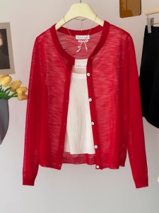 Red Small Sized UV Protection Summer Cardigan