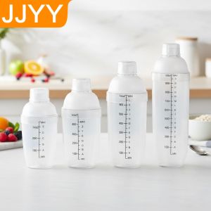 Transparent Plastic Cocktail Shaker Drink Mixer Milk Tea Bartender Tool Hand Shaker Cup with Scales Home Bar Accessories