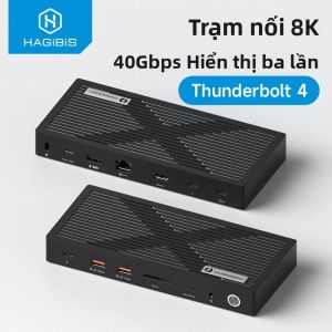 Hub Thunderbolt 4 Hagibis Dock Màn Hình Kép 8K/4K Dock Kết Nối 40Gbps USB 3.2 Gen 2 Dành Cho MacBook Được Chứng Nhận Cho Windows