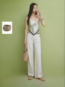 Vero Moda | Women Autumn Flax Belted Wide Leg Denim Pants