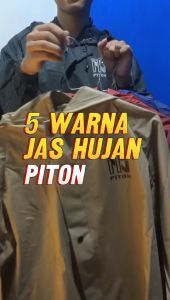 Jas Hujan Raincoat Mantel Pria Wanita Anti Rembes Setelan Baju Celana Merk Piton Hitam
