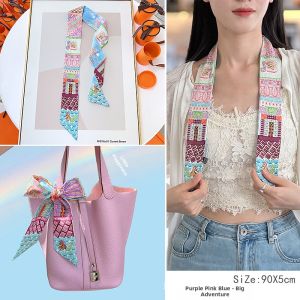 Silk Ribbon Handbag Handle Decorative Bow Tie Strap Long Scarf Womens Fashion Accessory Versatile for All Seasons And Ages