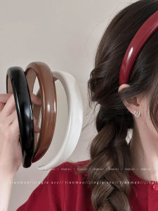 Retro Red Leather Hairband Womens New 2025 High Forehead Anti-slip Face Washing Hair Clip Stylish Headwear Fashionable Hair Accessories