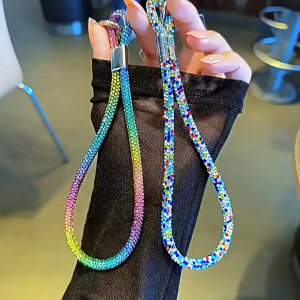 Tri-Town Full Diamond Mobile Phone Lanyard Women Style Universal Mobile Phone Chain with Diamond Short Long Portable Hanging Neck Strap