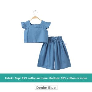 Hamqi | Cotton Short Sleeve Top and Wide Leg Pants Set for Baby Girl