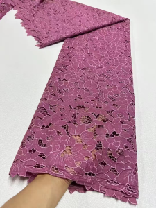 Nigerian Tulle Lace Fabric for Sewing Wedding Embroidery Dress Chiffon Party Guipure High Quality Cotton 5Yard 2025 LY6567