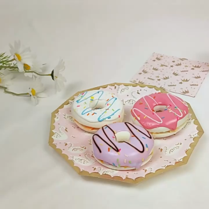 Pink Gold Princess Theme Disposable Tableware Paper Plates Cups Napkin for Birthday Parties