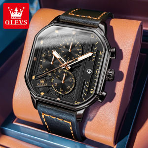 OLEVS Jam Tangan Pria Dewasa 2024 Terbaru Original Asli LED Import Anti Air Kulit Luxury Chronograph Watch Men Multifungsi