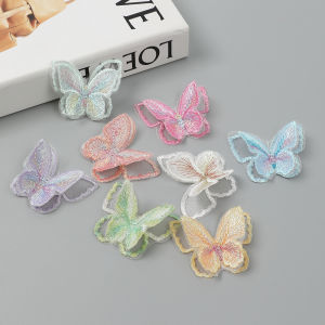10Pcs Double Embroidery Butterfly Lace Applique Sewing On Bridal Wedding Evening Organza Patch Handmade Craft Flower Accessories