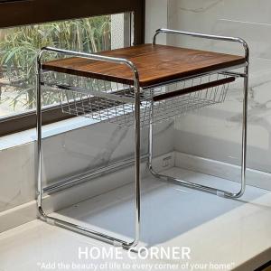 Giá Để Đồ Hai Lớp Kiểu Bắc Âu Dùng Trong Nhà Bếp Giá Để Đồ Trên Bàn Bếp Giá Để Đồ Nướng Giá Để Đồ Bằng Thép Cacbon Không Cần Lắp Đặt