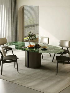Imported Natural Stone Elliptical Dining Table