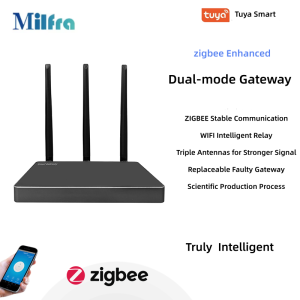 Milfra Tuya Zigbee 3.0 Hub Dual Gateway With Enhanced Strong Signal Bridge Wired Repeater Mesh Hub Works with Alexa Google