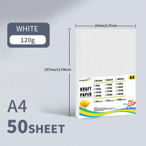 50sheets A4 Cardboard 120g White Black Brown Kraft Paper For DIY Handmade Painting Watercolor Package Inkjet Laser Printer
