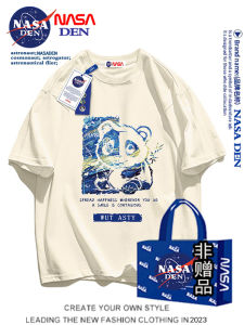 NASA Joint Name Heavy Weight Pure Cotton Summer Short-Sleeved T-shirt Men and Women Couple Casual Loose Top Wear American Heavy Weight