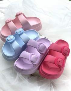 SANDAL ANAK PEREMPUAN SELOP MOTIF GESPER WARNA PASTEL BAHAN EVA NYAMAN