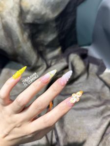 Handmade French Style Egg Flower Orange Nail Tips Pure Desire Whitening High End Sensation Wearable Nails Bright Color Series