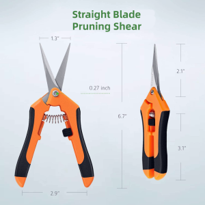 2Pcs 6.5 Inch Gardening Hand Pruner Pruning Shear Trimming Scissors Stainless Steel Straight/ Curved Blades Buds Herbs Flowers