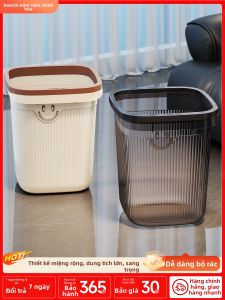BOENIN | Stylish High Capacity Square Home Trash Can With Lid Pressure Ring Design