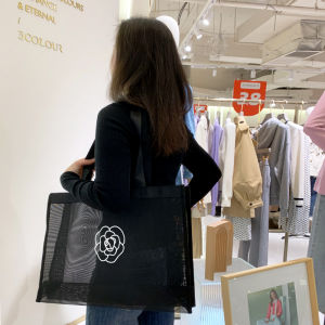 Camellia Mesh Bag Transparent Shopping Bag Womens Bag Shoulder Beach Bag Large Capacity Travel Swim Bag Customization