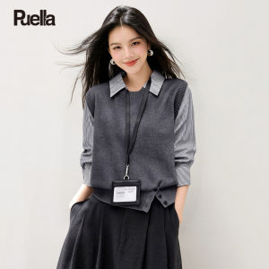 puella | Slim Stylish Women Blouse with Faux Two-Piece Striped Design
