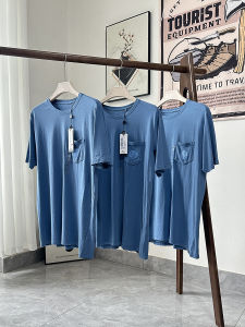 เสื้อยืดคอกลมแขนสั้นผ้าฝ้ายไผ่ระบายอากาศได้ดีสำหรับผู้ชายในช่วงฤดูร้อน เสื้อยืดผู้ชายลำลองพิมพ์ลายทันสมัย ​​เสื้อผ้าทำงาน