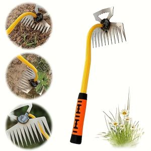 1pc Multi-Functional Manganese Steel Weeding Rake - Garden Hoeing Tool For Loosening Soil Vegetable Harvesting Shovel Pastoral